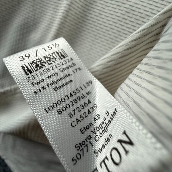 Eton Romania Nylon Spandex Gray Geometric Slim Two-Way Stretch 15.5 Elegant Work - Picture 13 of 16